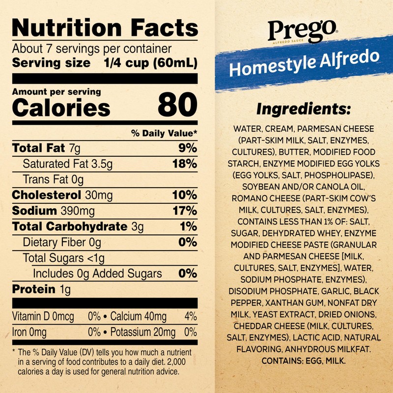 Prego Homestyle Alfredo Pasta Sauce, 14.5 oz Jar