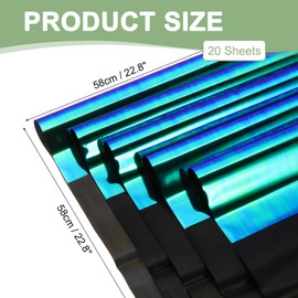 PATIKIL 22.8 x 22.8 Inch Flower Wrapping Paper, 20 Pcs Iridescent Double Sided Plastic Bouquet Packaging Waterproof Florist Supplies DIY Crafts Gift Packaging Gift Box Wedding, Black