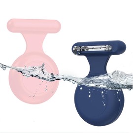 Frylaa 2 Packs AirTag Holder Case for Kids Waterproof,Hidden AirTag Case with Brooch Pin Holder,Item Locator,Anti Lost GPS Tracker Item Finder for Child/Kids/Elderly/Pets/Clothing-Blue+Pink