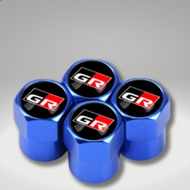 Universal Car/Motorcycle Wheel Tire Valve Air Cover Auto Accessories Case Compatible with Toyota GR Gazoo Racing Sport Car Styling (4Pcs) (Gr Blue)
