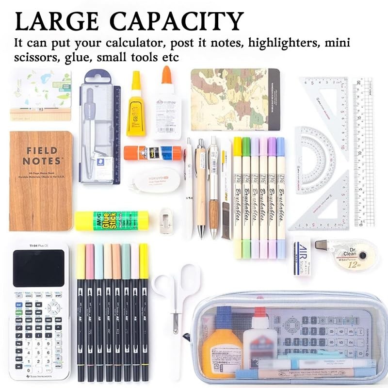 MLPKOI 2 PCS Clear Pencil Case for Exams, Transparent Pencil
