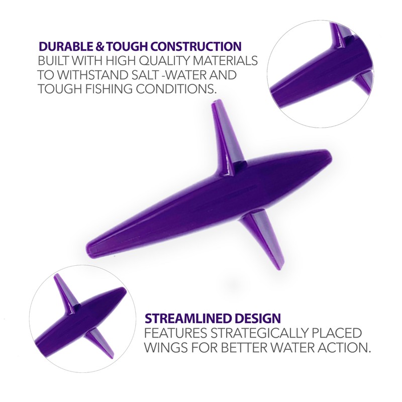 5" Bird Teaser Trolling Lures, 10 Pcs Purple, Saltwater Fishing