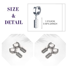 feilok Stainless Steel Earrings for Men Hoop Earrings Ear Piercing Women's Stud Earrings for Women with Pendant, Stainless Steel