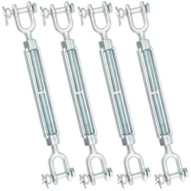 GINLANK 4 PCS 1/2 Inch M12 Turnbuckle,Heavy Duty Jaw and Jaw Turnbuckle Tensioner,2200 lbs Working Load, Galvanized turnbuckles for Wire Cables Chain, Sun Shade Tent, Deck