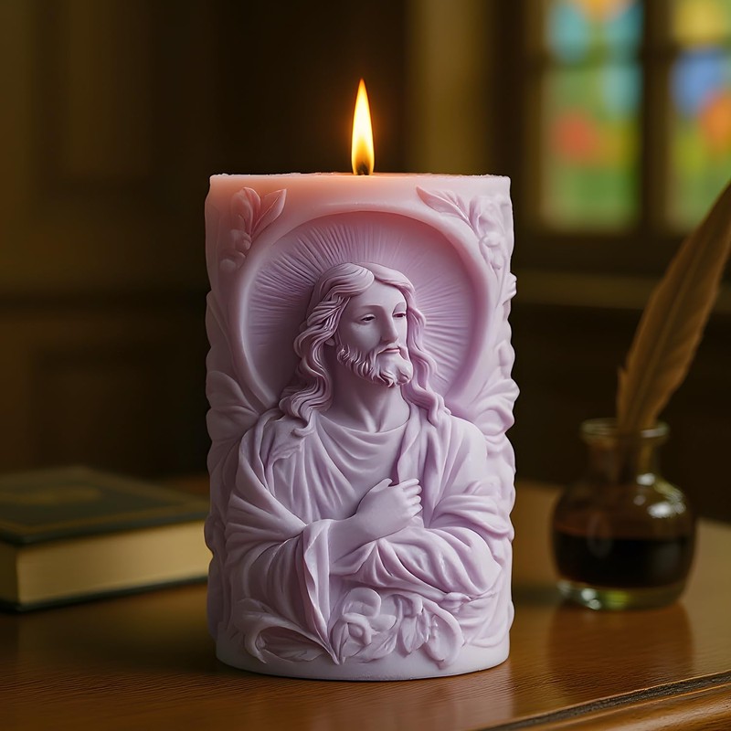 Jesus Candle Mold Religious Jesus Cylinder Resin Casting Silicone Molds