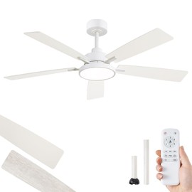 ZMISHIBO Ceiling Fans with Lights and Remote, 52 Inch White Modern, with 24W 2400LM High Bright LED Light, Quiet Powerful DC Pure Copper Motor for Bedroom, Kitchen, Living Room