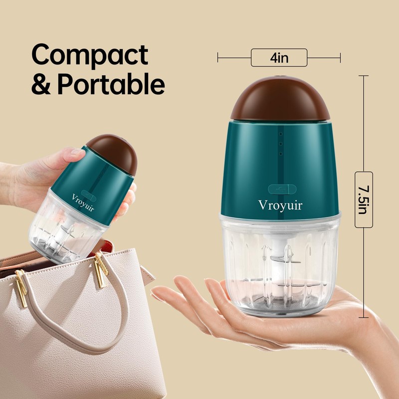 Mini Food Processor, Cordless Small Food Chopper & Blender for