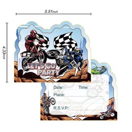 20 PCS Dirt Bike Birthday Invitations for Boys.Motorcycle Birthday Party Supplies,Birthday Invitations for Boys