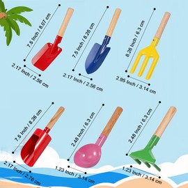Atorcher Kids Gardening Tool Set 6 pcs Beach Toys for kids with Cylinder, Spoon, Rake, Shovel, Spade and Fork