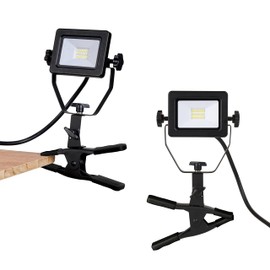 ZONE INDUSTRY CORP. 1200 Lumens Portable LED Clamp Work Light with 5ft 120V AC/60Hz Power Plug, Lightweight Design, Suitable for Wet Location, 10 Watts, 5000K Daylight, ETL Certified, 2pack