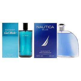 Cool Water and Nautica Blue Kit for Men - 2 Pc Kit 6.7oz EDT Spray, 3.4 oz EDT Spray