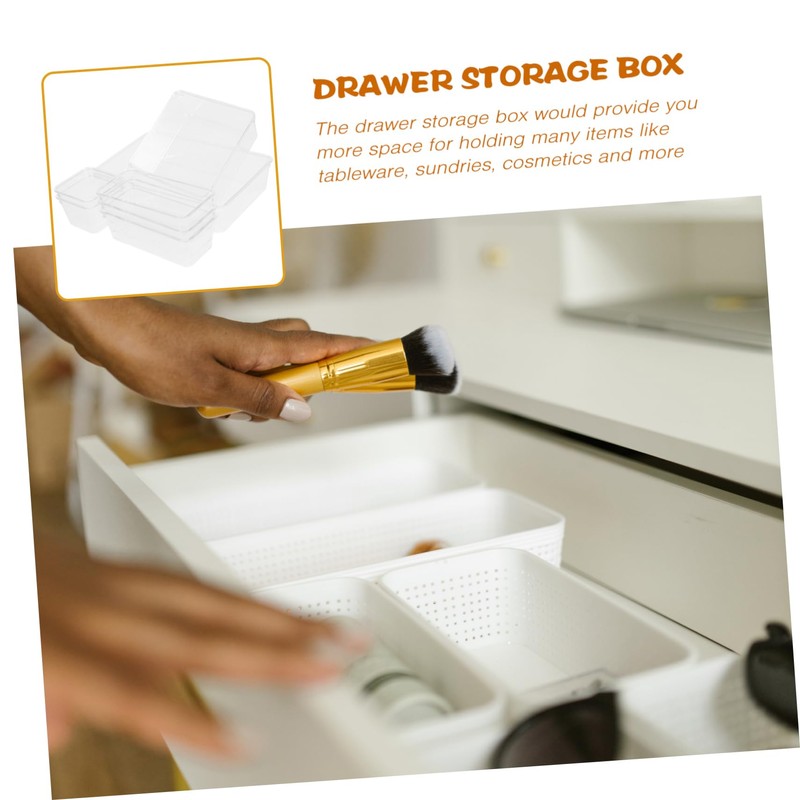 GRIRIW 7pcs Clear Plastic Drawer Organizer Versatile Storage Bins for