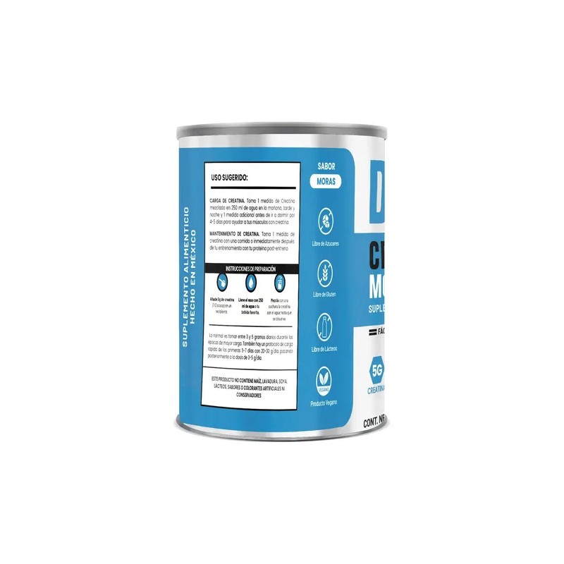 Creatina Monohidratada D-MON en Polvo de 250 g, Sabor Moras