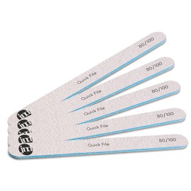 New* JND Professional Salon Grade Double Sided Emery Board Nail Files Buffer Polisher Natural Manicure Pedicure Acrylic Gel Nails (5Pack) (80/100)