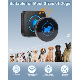 Cangecit Dog Door Bell (2026 Enhanced Touch), Wireless Dog Doorbells for Potty Training – Dog Bells to Go Outside, 1000Feet Range, Waterproof Button, 55 Melodies & 5 Notification Modes(2 Buttons)
