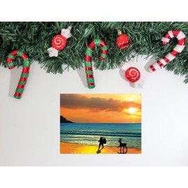 Beach Sunset Walk Christmas Card - 18 Boxed Beach Cards & Envelopes (Standard)