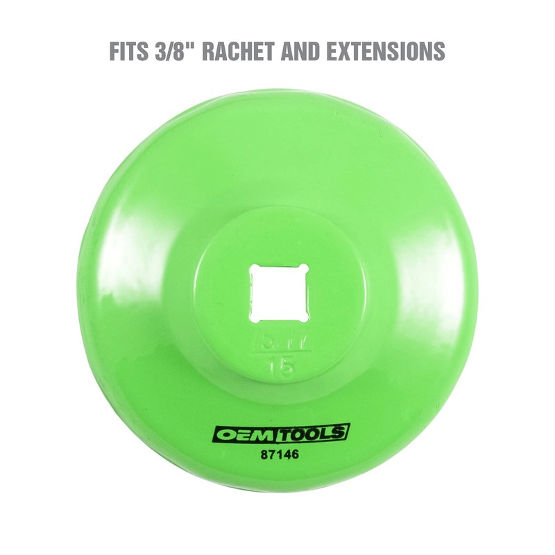 OEMTOOLS 87146 75/77 Millimeter 15 Flute Oil Filter Wrench, Green,
