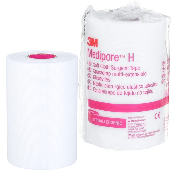 3M™ Medipore™ H Soft Cloth Surgical Tape 2864, 4 inch x 10 yard (10cm x 9,14m), 12 Rolls/Case