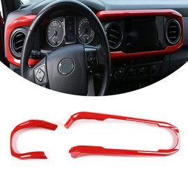 Car ABS Inner Look Central Console Dashboard Panel Cover Trim Fit for Toyota Tacoma 2016 2017 2018 2019 2020 2021 2022 2023 Console Dashboard Decorative Border Frame (Red)
