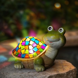 MININOVA Solar Mosaic Turtle Statues Outdoor Garden Decorations with Waterproof Mosaic Light Yard Lawn Porch Patio Home Ornaments Gifts for Women