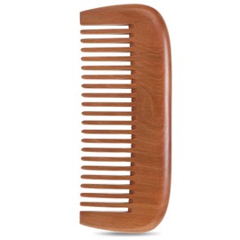 Moreinday Wooden Comb for Women, Wood Comb for Hair Growth, Medium Wide Tooth for Men Beard - Peach Wood