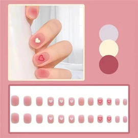 YOKIMO Nail Tip, Short 24 Pieces, Pink, Nail Tip, Popular, 3D Nails, Harajuku, Japanese Style, Dreamy, Handmade Nail Tip, Coming of Age Ceremony, Beautiful Decoration, Wedding Nail, Cute YOKIMO (#2 - Pink Heart)