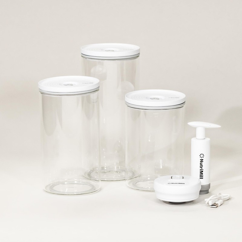 Nutrimill Glass Vacuum Seal Containers - Set of 3