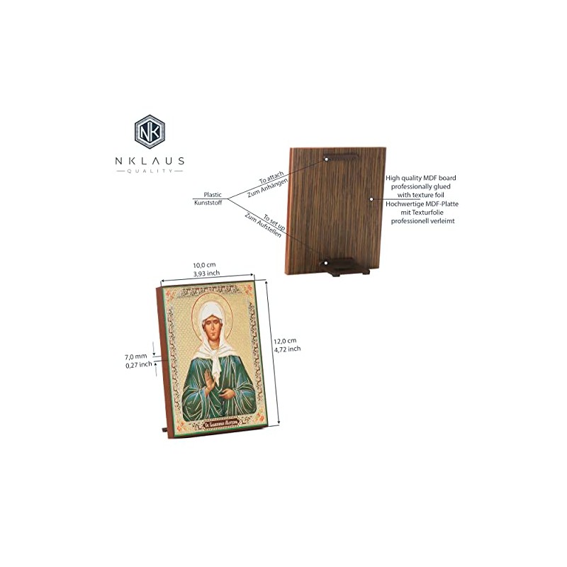 NKlaus Saint Matrona Wooden Icon 10 x 12 cm Christian