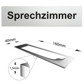 Türschilder24 Sign, door sign, 160 x 40 x 1.5 mm, anodised aluminium, surface in polished stainless steel look, 100% made in Germany (talking room)