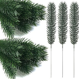 GXXMEI 50PCS 12inch Artificial Pine Needles Branches Garland Green Plants Pine Needles,Fake Greenery Pine Picks for DIY Garland Wreath Christmas Embellishing and Home Garden Decoration