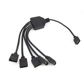 zmtyuguan 4 Pins black rgb LED Splitter Cable LED Strip Connector 5 Way Splitter Y Splitter for One to five RGB 5050 3528 LED Light Strips with,1m rgb wire，10x Male 4 Pin Plugs Splitter Cable