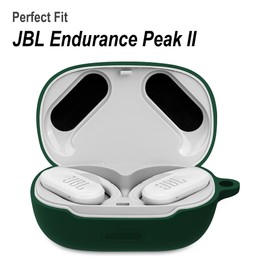 Geiomoo Silicone Carrying Case Compatible with JBL Endurance Peak 3, JBL Endurance Peak II, Portable Scratch Shock Resistant Cover with Carabiner (Emerald Green)