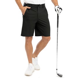 TBMPOY Men's 9" Golf Shorts Quick Dry Casual Shorts Dress Shorts Flat Front Stretch Lightweight for Work Business Travel Black 42