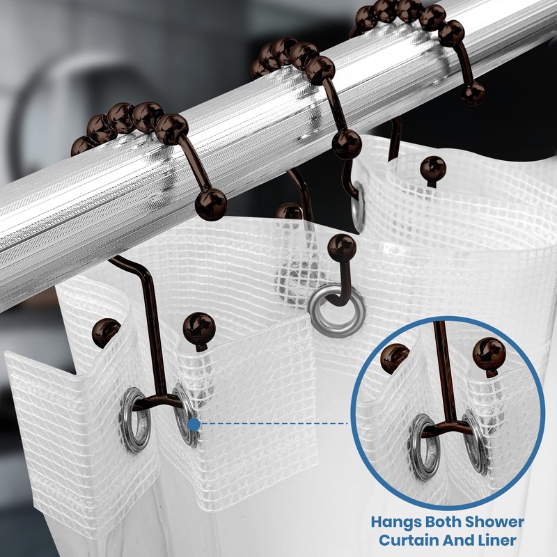 Utopia Bedding Double Glide Roller Shower Curtain Hooks, Double Sided