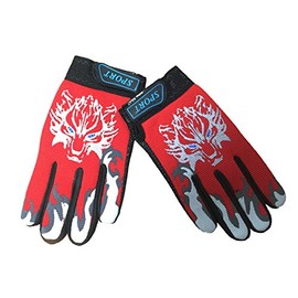 EurHouse Bike Cycling Gloves for Children Full Finger Non-slip Breathable Kids Gloves Warm Sport Mittens (Red)