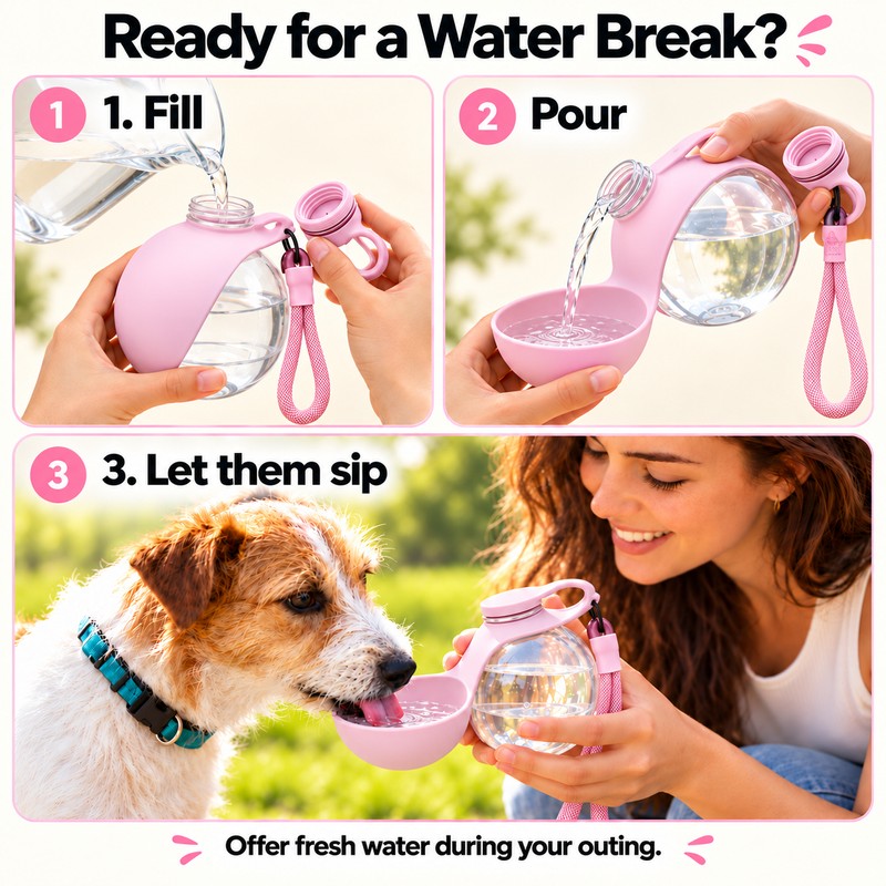 Portable Dog Water Bottle with Drinking Bowl – Compact 285
