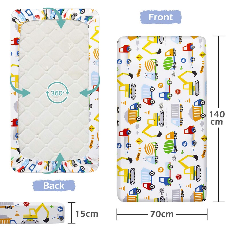 2 Pack Cot Bed Fitted Sheets 140 x 70cm for