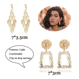 KALVICA Hanging Earrings for Women Girls Fashion Dangle Earrings Hypoallergenic Lightweight Drop Pendant Earrings Wave Twist Single Leaves Vintage Drop Earrings Set, Alloy Steel