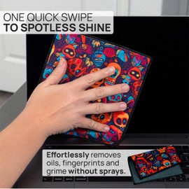 Quick Cloths Microfiber Glasses Cleaning Cloths – 8x8, Skulls, 1 Pack with Case | Double-Sided Lens Cleaner for Eyeglasses, Camera, Screens & Glass | Reusable Microfiber Glass Polishing Cloths