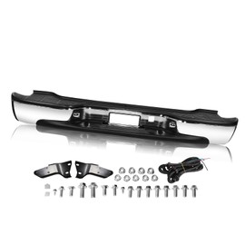 SOCKIR (w/o Sensor Holes) Rear Bumper Assembly Fits for 2000-2006 Chevy Suburban 1500/2500 / Tahoe / 00-06 GMC Yukon/Yukon XL 1500 Back Step Bumper Chrome One-piece Molding Anti-Rust Coating