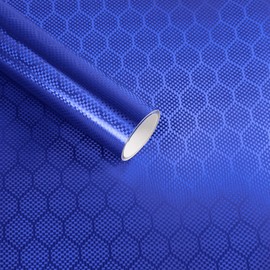 Lypumso Honeycomb Carbon Fiber Vinyl Wrap, Chrome Hexagon Cast Vinyl Film for Almost Cars and Motorcycles Exterior Interior, Self-Adhesive Car Wrap Stickers (Blue, 1ft x 10ft)