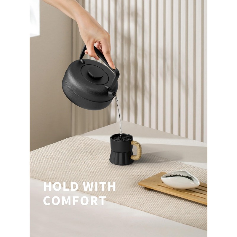 Toptier Teapot with Removable Infuser, Cast Iron Tea Kettle Stovetop