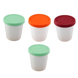 Kichvoe 4Pcs Round Ice Cream Storage Containers Dessert Cups with Lids Stackable Odor for Home Restaurant and Ice Cream Shops