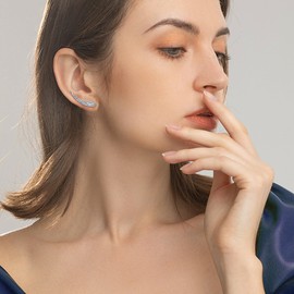 Filigree Ear Crawler Earrings Sterling Silver Filigree White Opal Ear Climbers Earrings Vintage Filigree Jewellery Gifts for Women