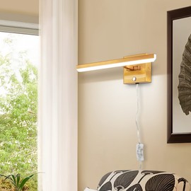 MantoLite LED Dimmable Bathroom Vanity Light Fixture 15inch Cabinet Picture Wall Lights, Indoor Lightings Wall Sconce with Ajustable Arm Bedside Reading Lamp, Pulg in Display Lamps (Brass, 6000K 8W)