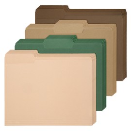 Whaline 24 Pack Brown Green File Folders Letter Size 4 Colors Sage Green Brown Fall File Pockets with 1/3 Cut Tab for Home Office Classroom Supplies, 8.9 x 11.6 Inch