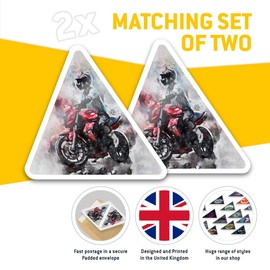 2 x Triangle Stickers 10 cm - Red Motorbike Biker Sports Bike Fun Decals for Laptops,Tablets,Luggage,Scrap Booking,Fridges #12318