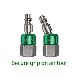 Yolass Air Tool Fittings, I/M Industrial Type Swivel Air Plugs, 2 Pcs 1/4 Inch NPT Male Threads, 2 Pcs 1/4 Inch NPT Female Threads, Pre-coated with Thread Glue