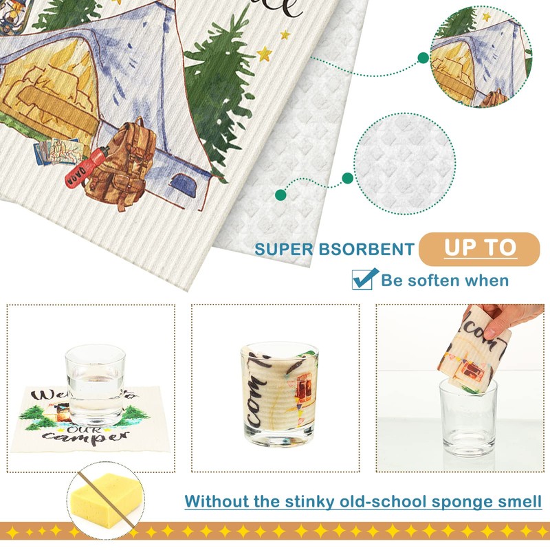 Patelai 6 Pieces Swedish Kitchen Dish Towels Camping Kitchen Cloths