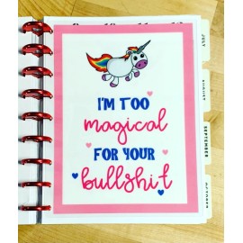 Handmade Too Magical for BS Unicorn Dashboard for use with Classic Happy Planner